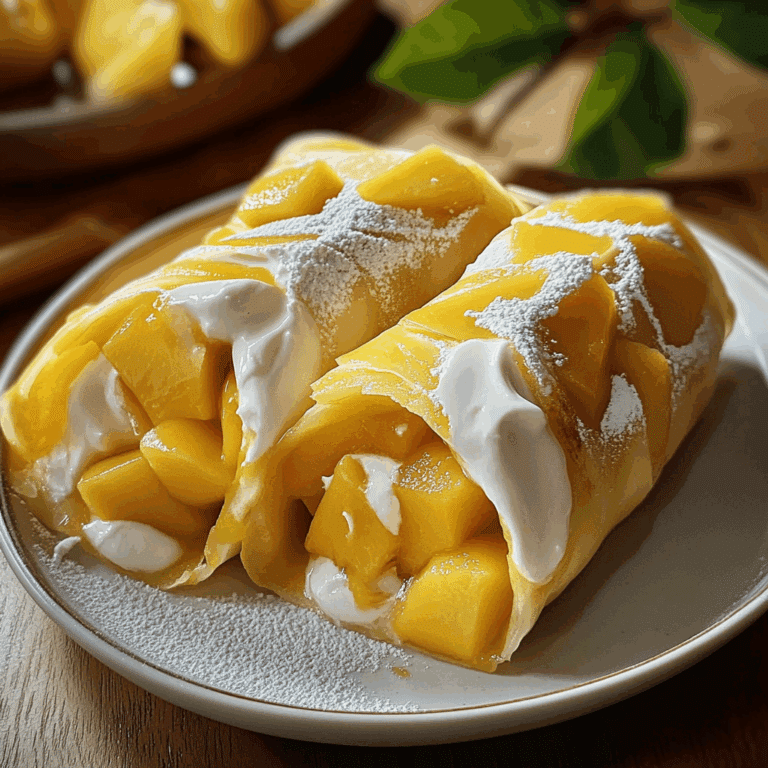 Mango Crepe Rolls with Cream