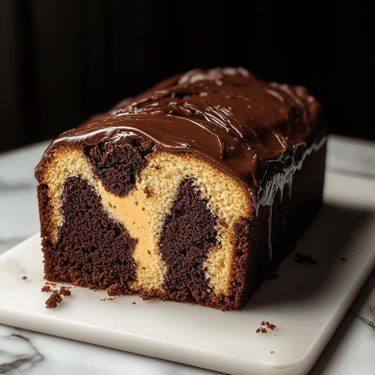 Marble Loaf Cake with Ganache