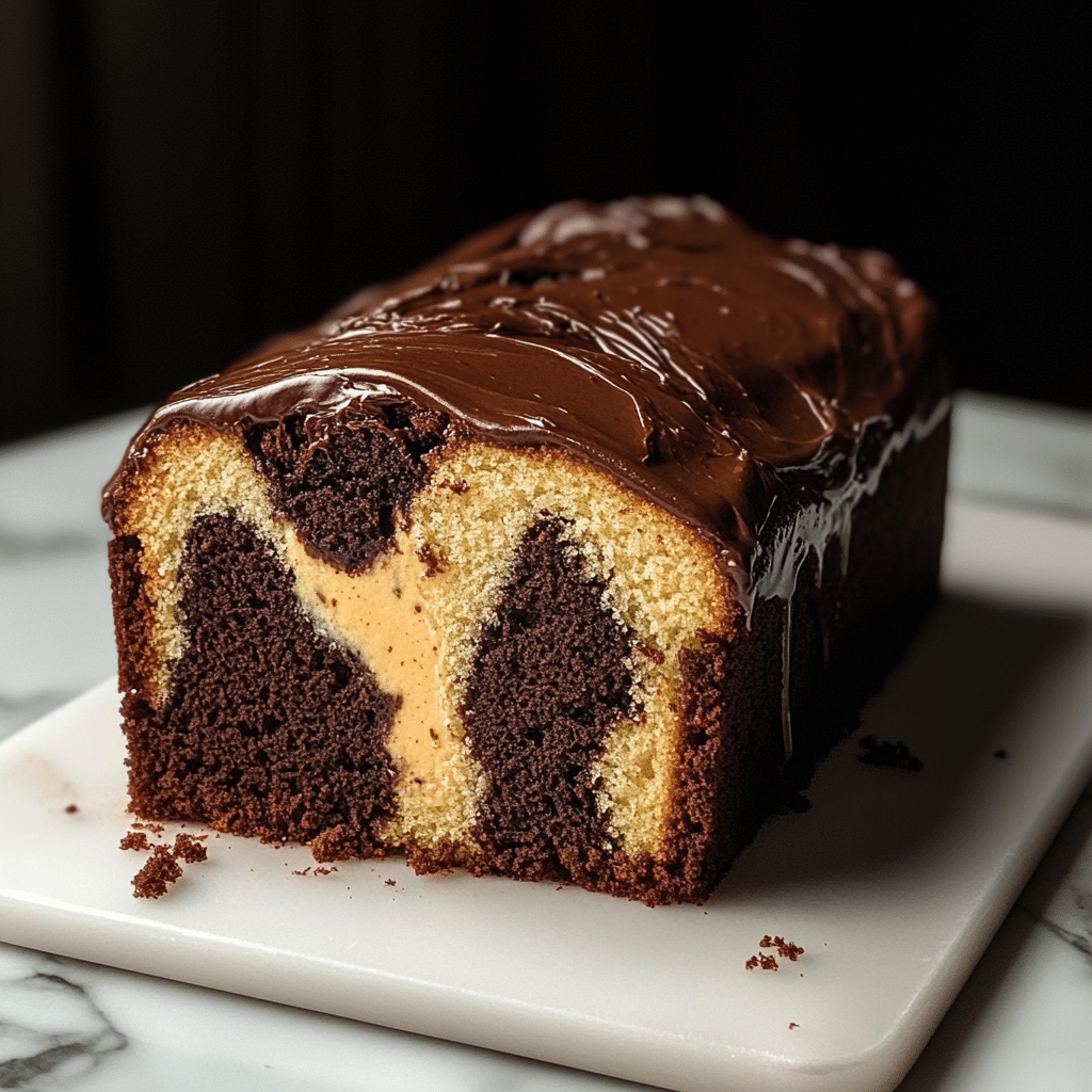 Marble Loaf Cake with Ganache