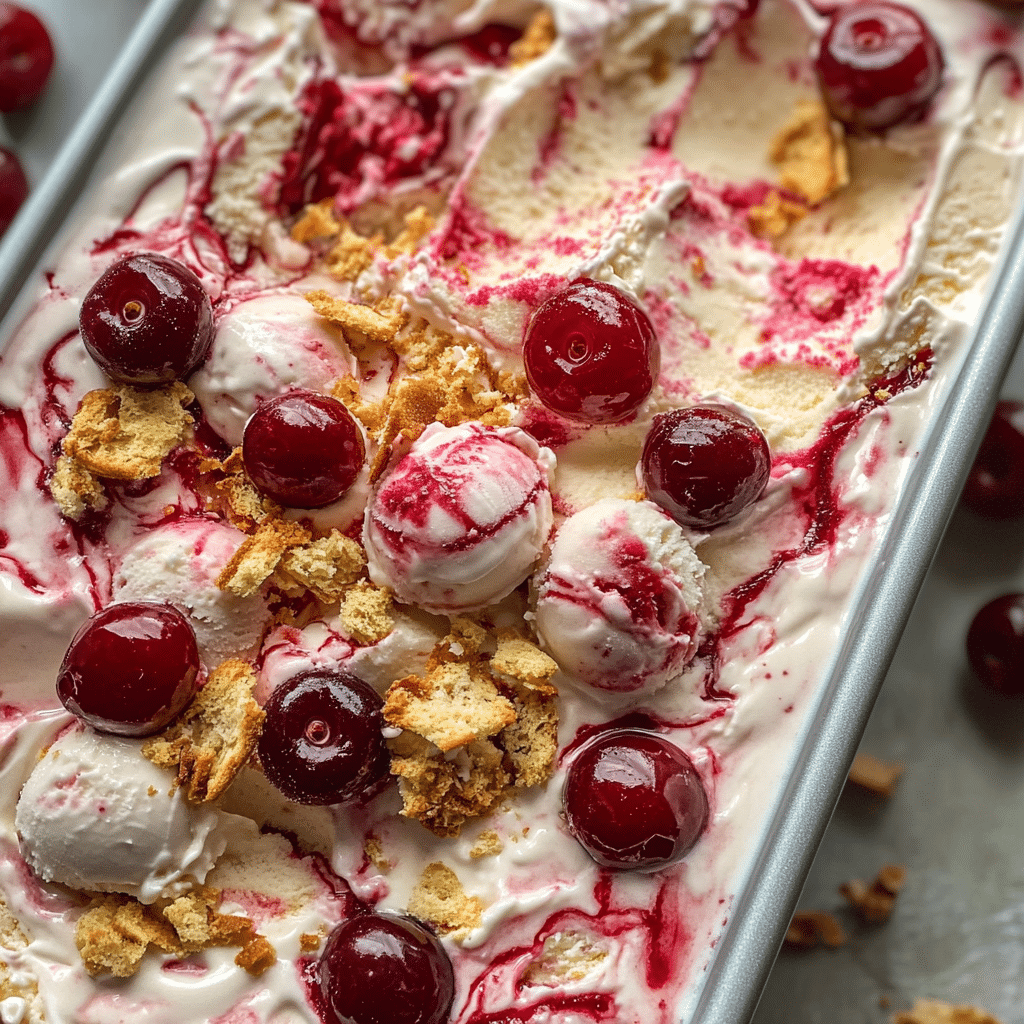 No-Churn Cherry Cheesecake Ice Cream