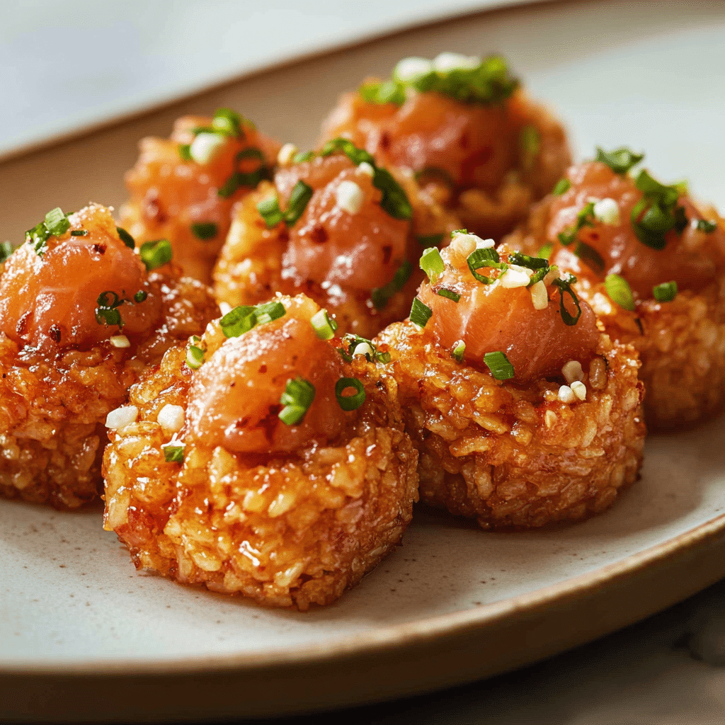 Spicy Salmon Crispy Rice Bites
