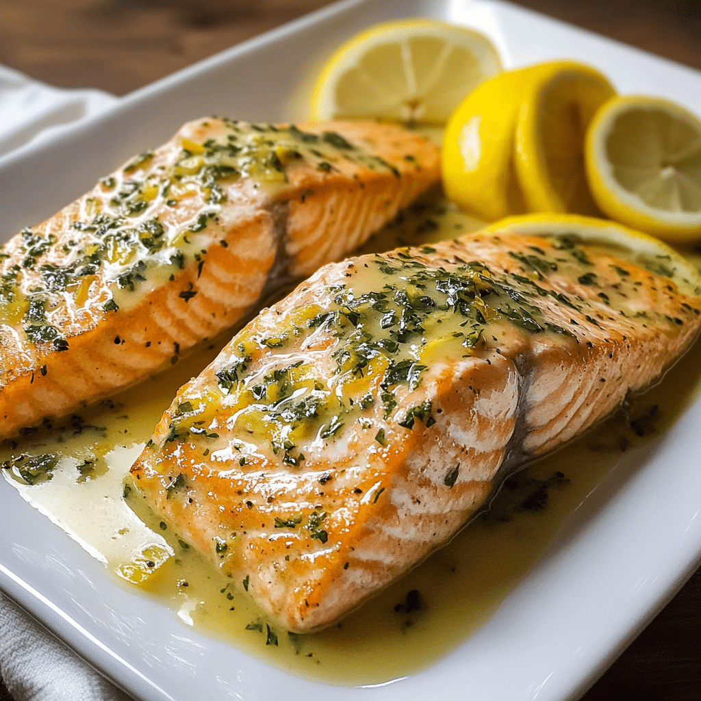 Baked Salmon with Lemon Herb Sauce