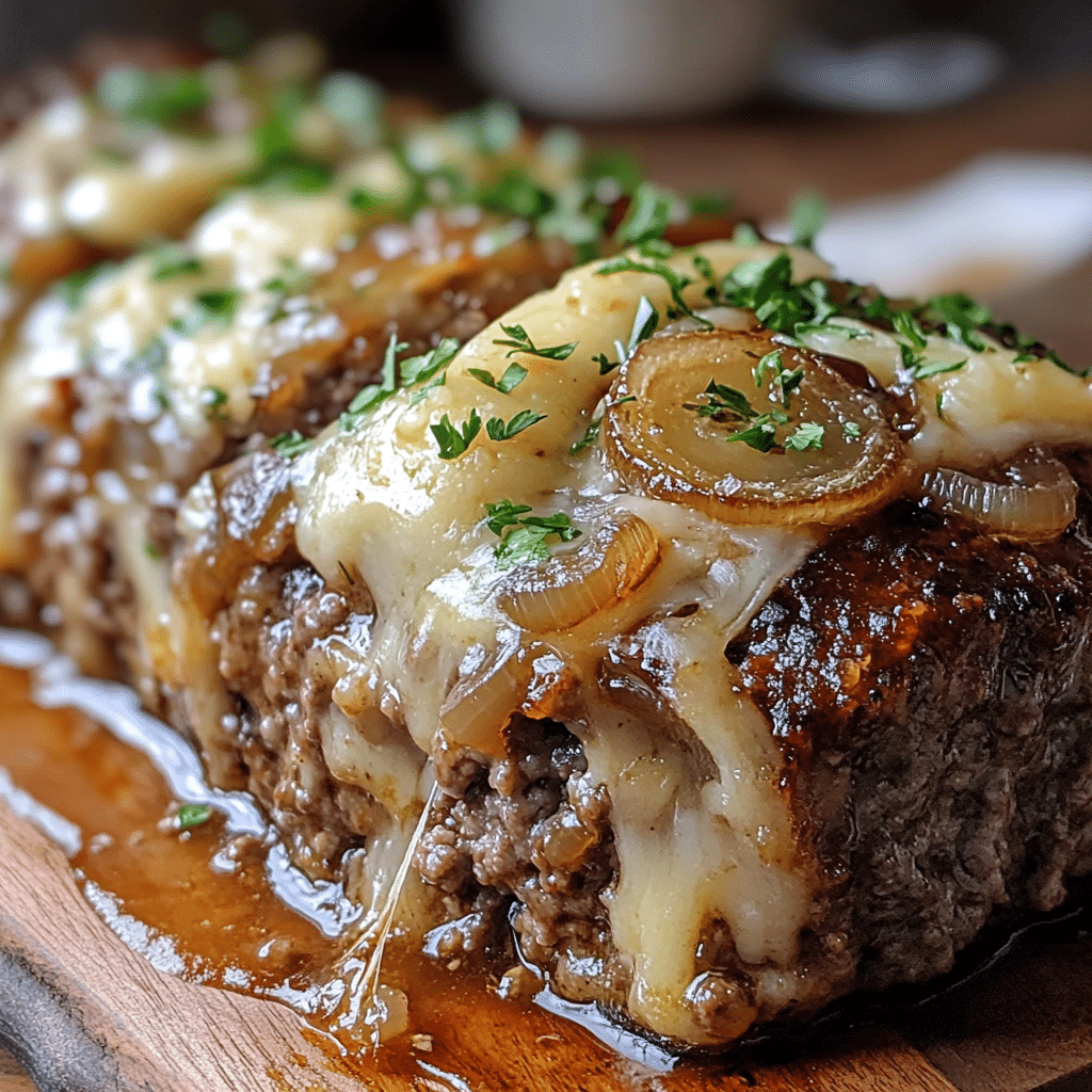 Crockpot Meatloaf with French Onion & Swiss Cheese