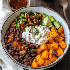 Easy Ground Beef Sweet Potato Bowl Recipe