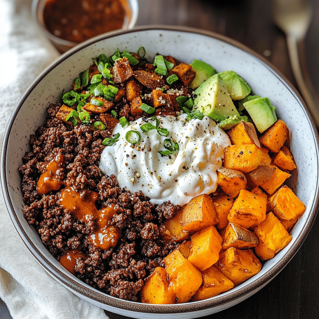 Ground Beef Sweet Potato Bowl