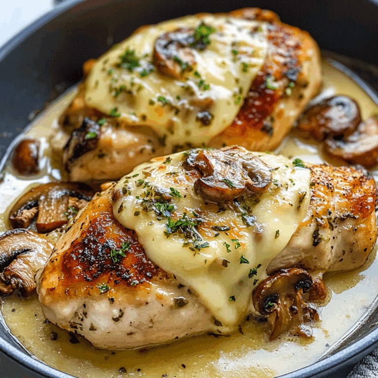 Mushroom & Cheese Stuffed Chicken in Garlic Butter