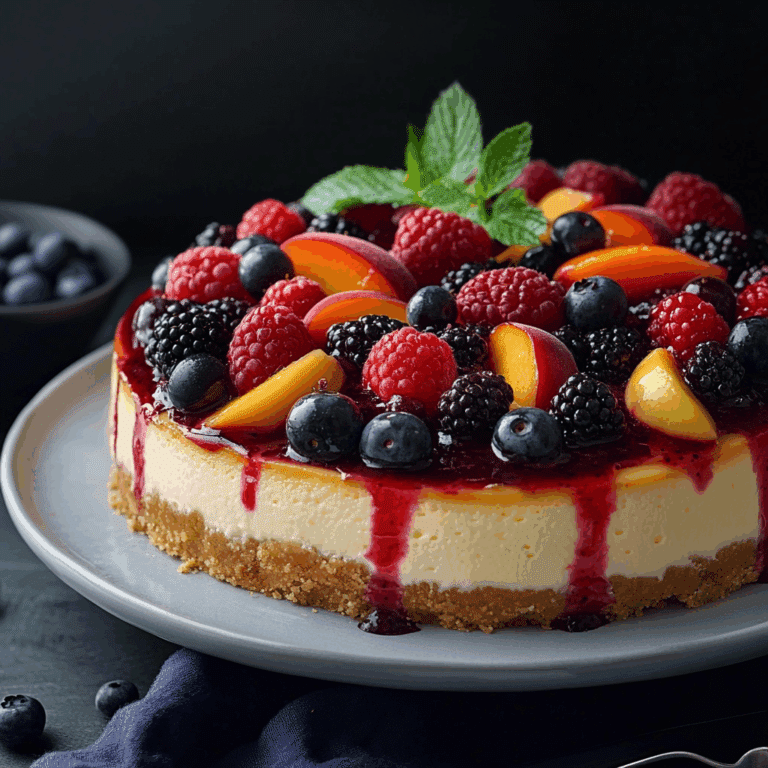Summer Berry Peach Cheesecake