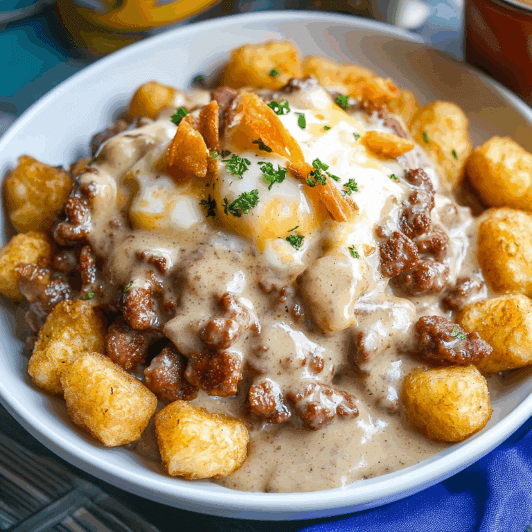 Tater Tot Breakfast Bowl with Sausage Gravy