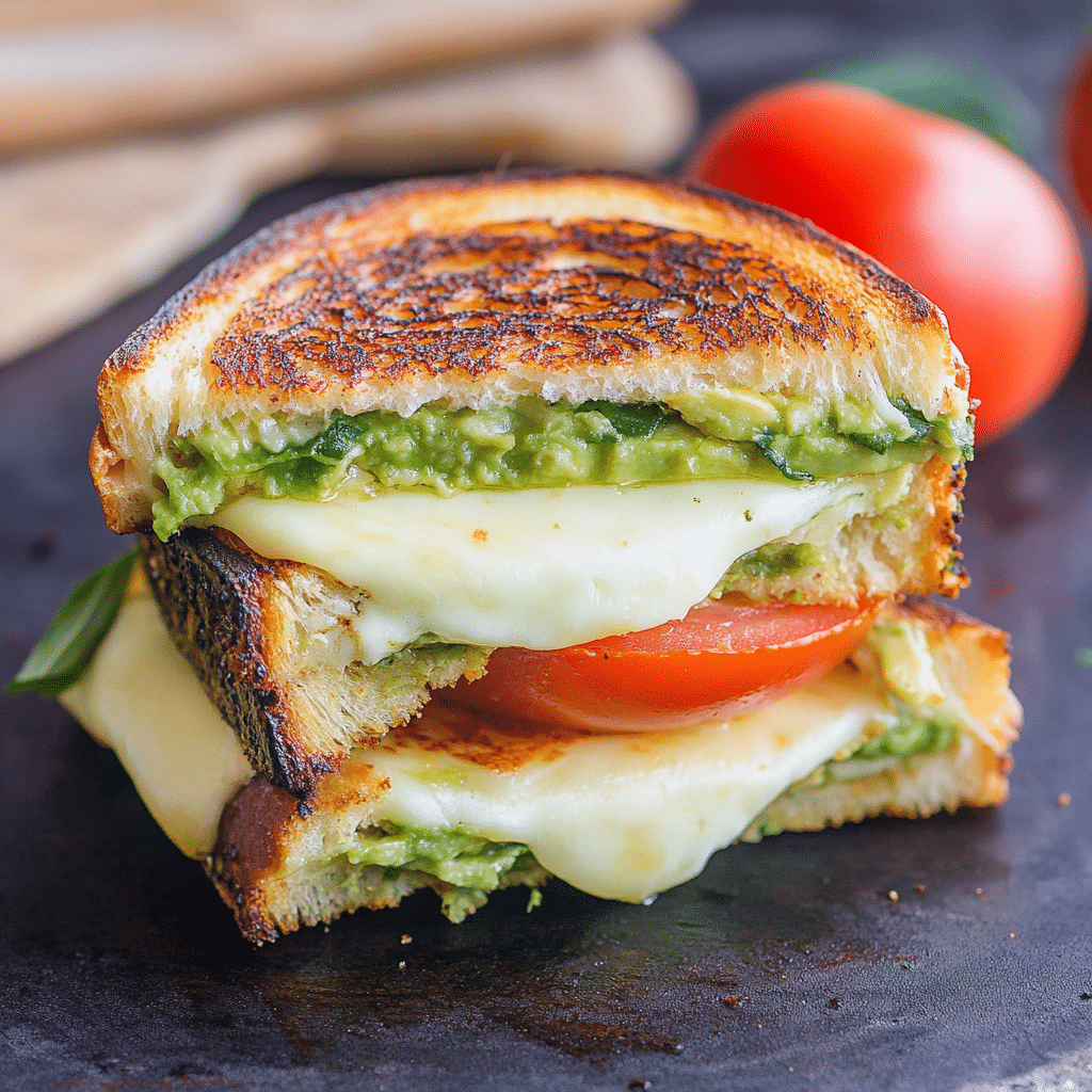 Avocado Mozzarella Tomato Grilled Cheese
