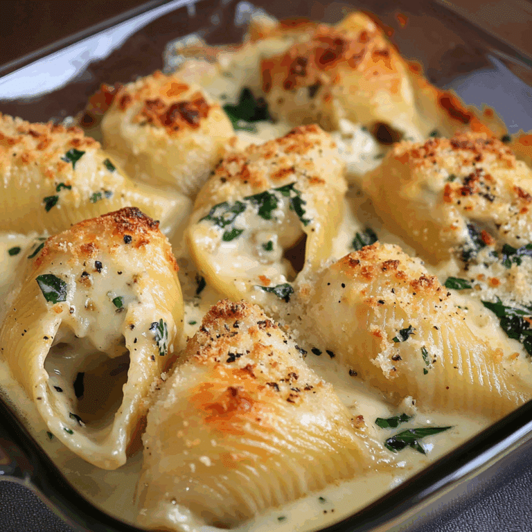 Baked Stuffed Shells in Cream Sauce