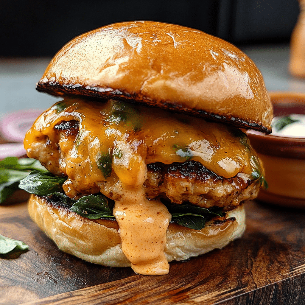 Cheddar-Stuffed Chipotle Chicken Burgers