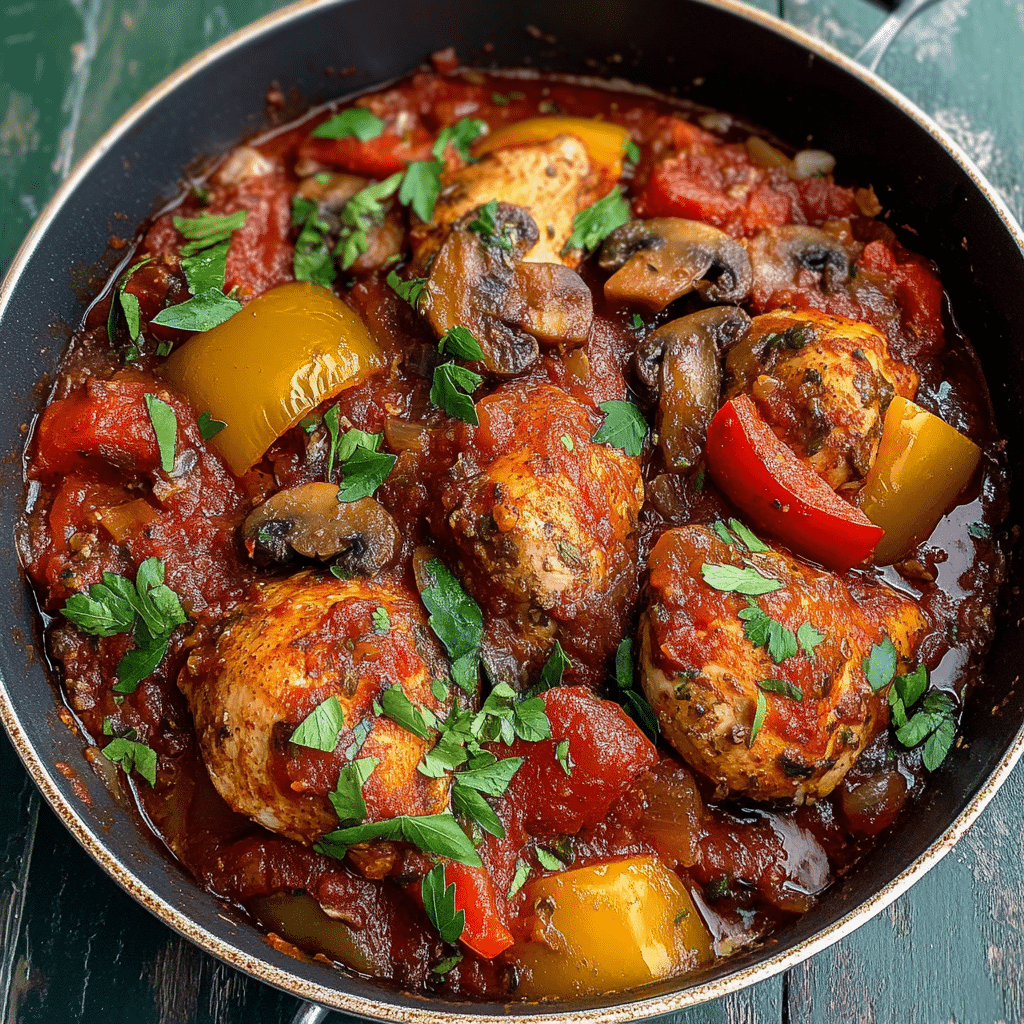 Chicken Cacciatore with Bell Peppers and Mushrooms