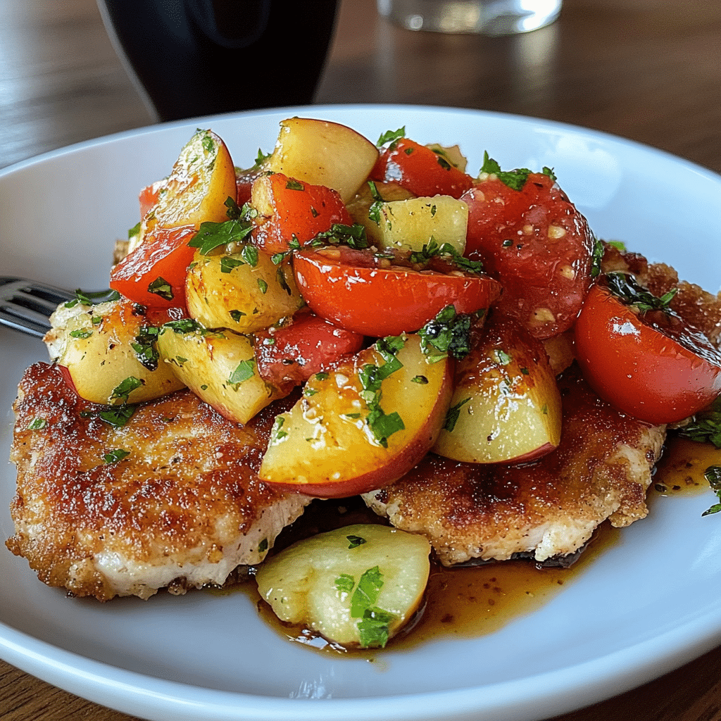 Chicken Cutlets with Tomato & Nectarine Salad