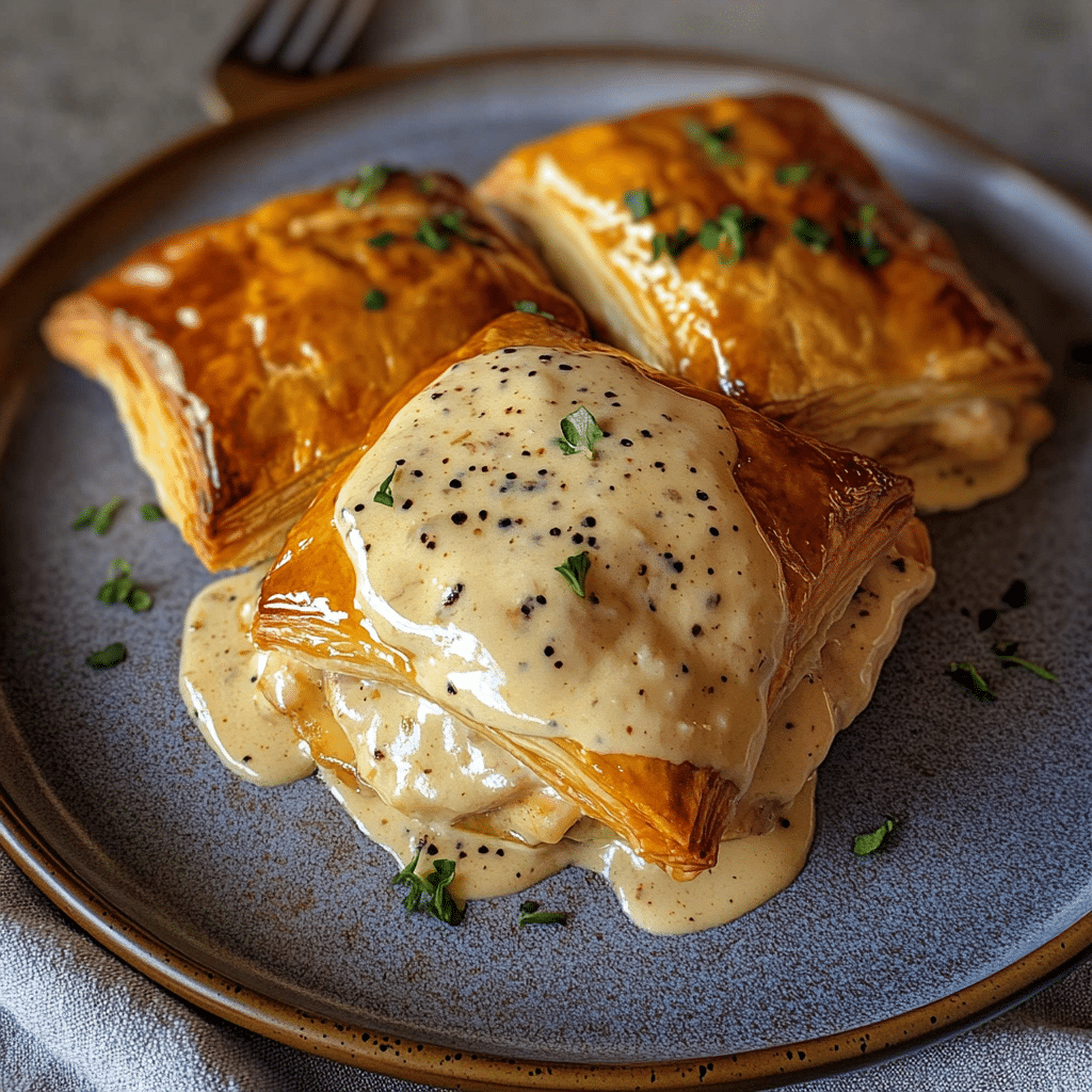 Chicken in Puff Pastry with Mustard Cream Sauce