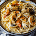 Creamy Garlic Seafood Pasta