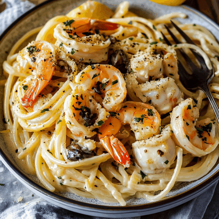 Creamy Garlic Seafood Pasta