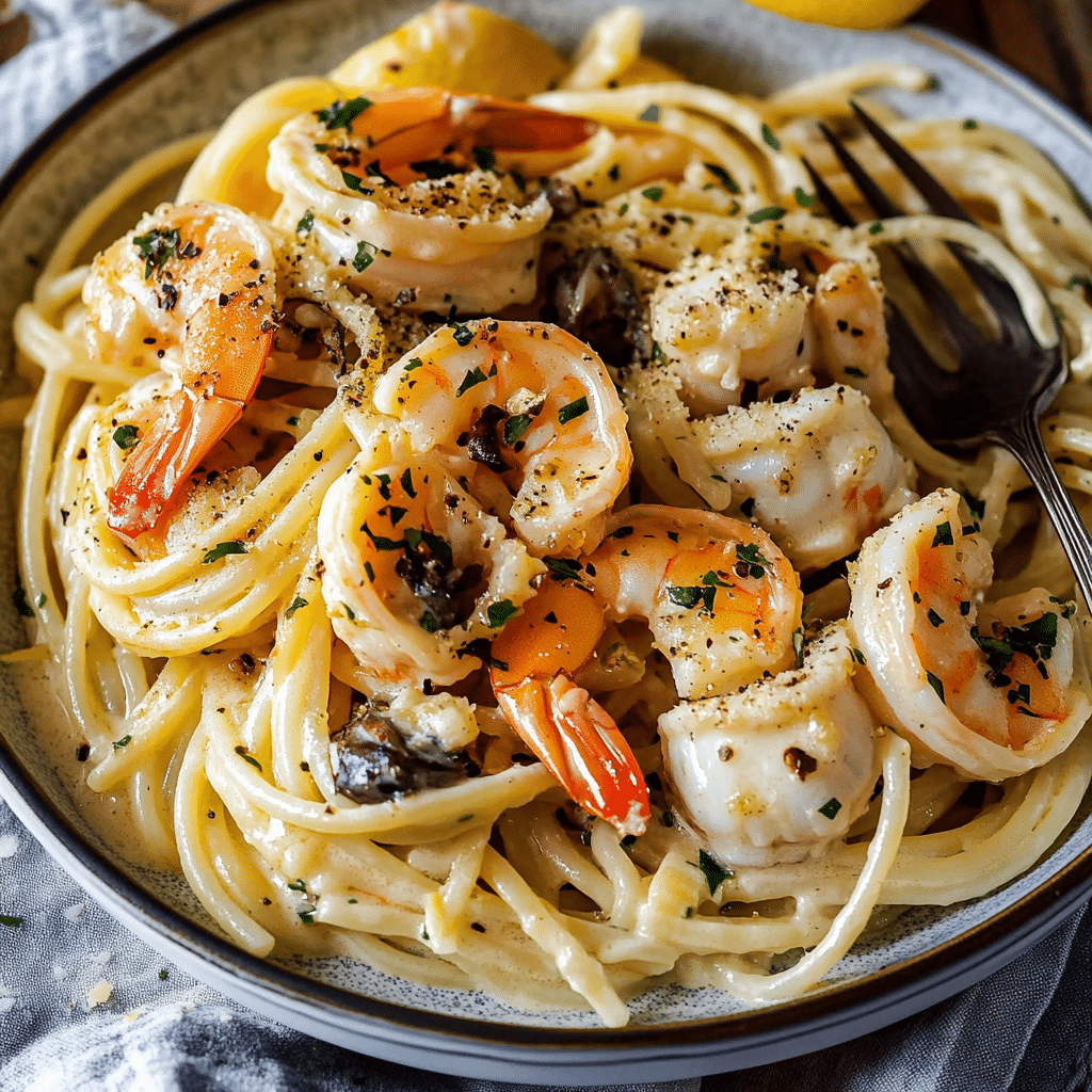 Creamy Garlic Seafood Pasta