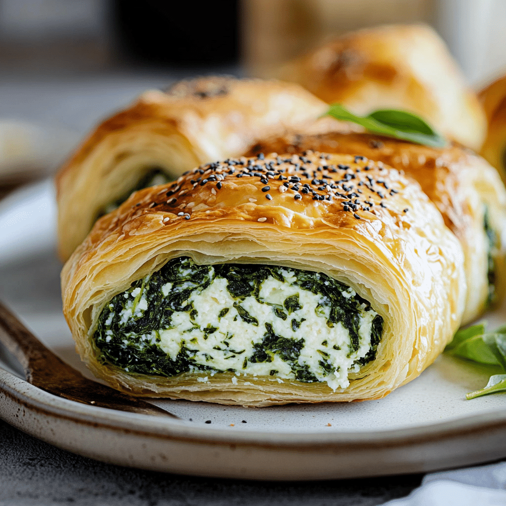 Crispy Puff Pastry Spinach Ricotta Rolls