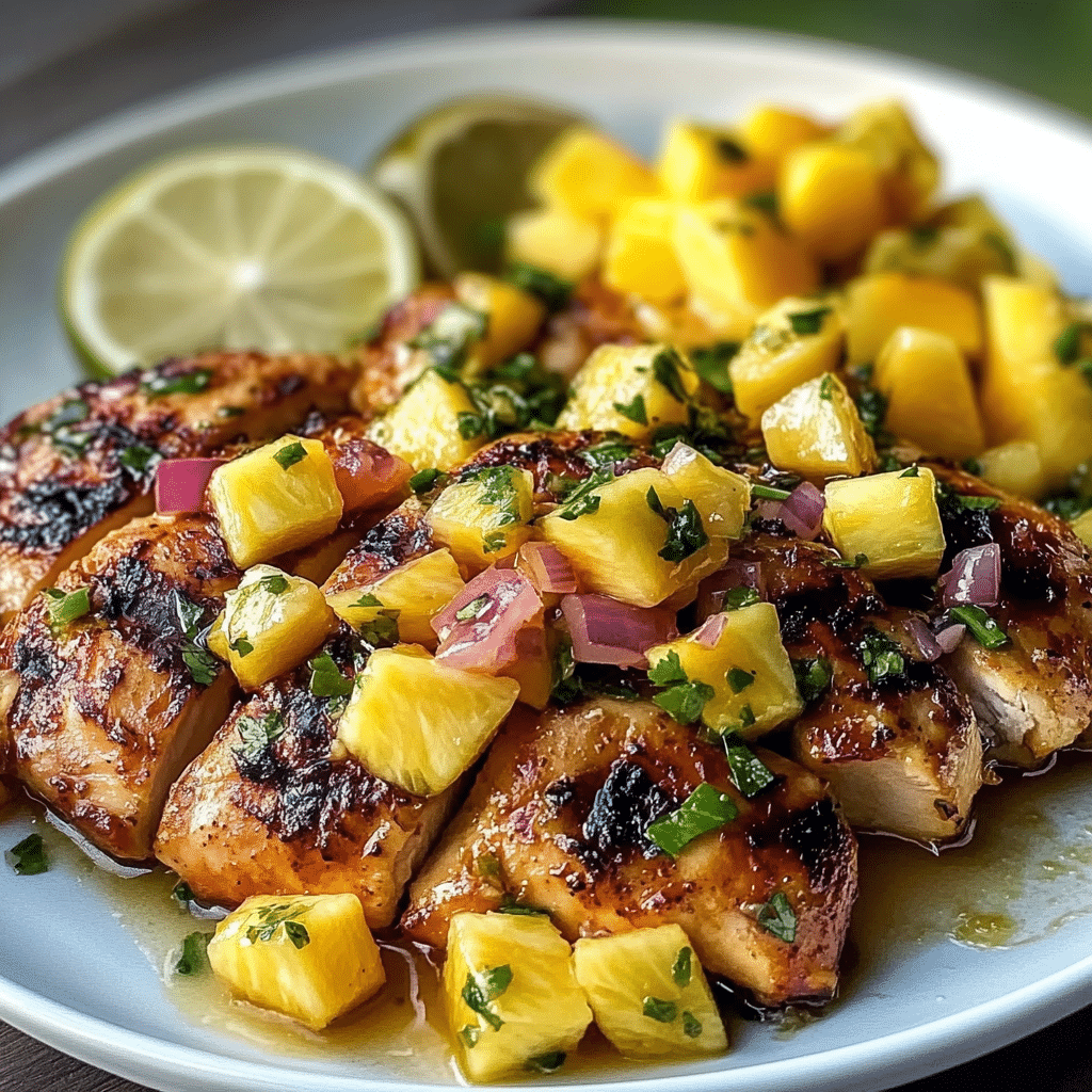 Lemon Ginger Chicken with Pineapple Mango Salsa