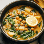 Lemony Chickpea Soup with Spinach and Potatoes