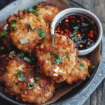 Onion and Feta Fritters with Sweet Chili Soy Dipping Sauce