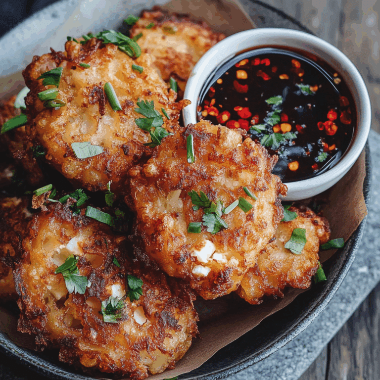 Onion and Feta Fritters with Sweet Chili Soy Dipping Sauce