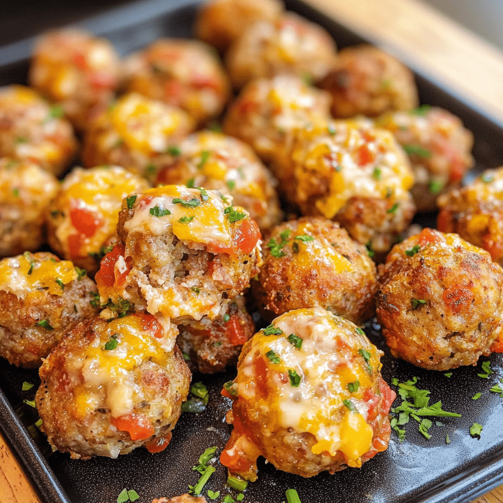 Spicy Cream Cheese Sausage Balls with Rotel