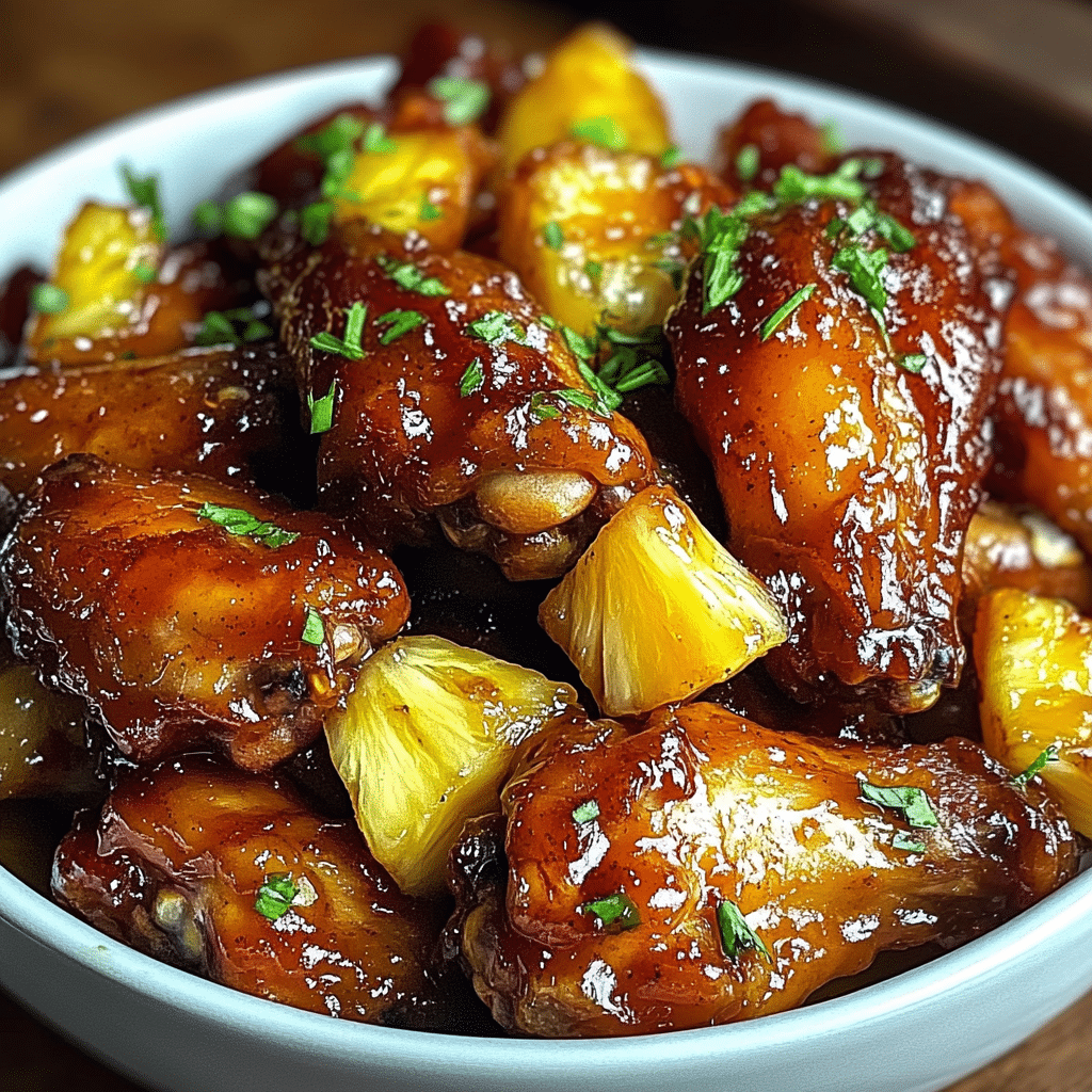 Sticky Brown Sugar Pineapple Chicken Wings