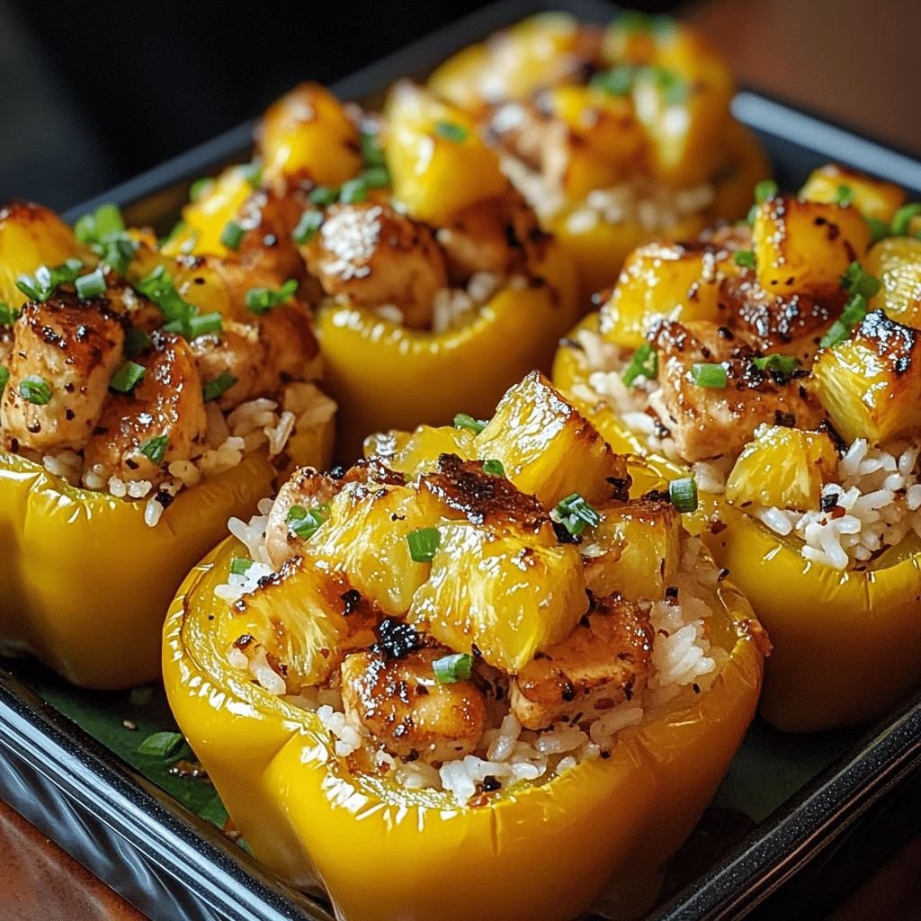 Teriyaki Pineapple Chicken & Rice Stuffed Peppers