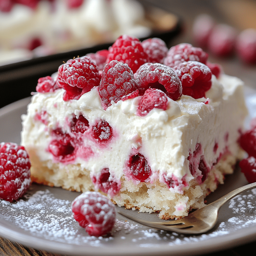 White Chocolate Raspberry Poke Cake