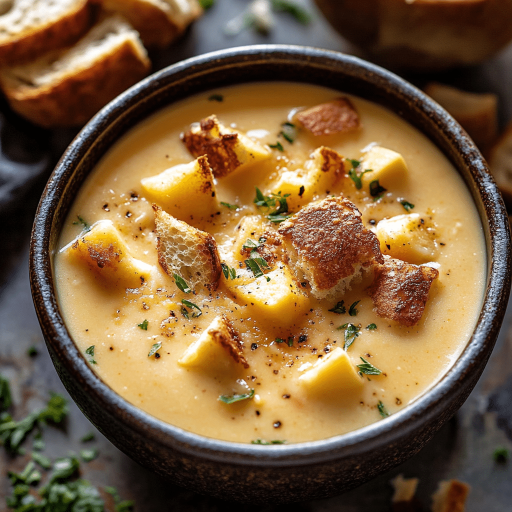 Brie and Cheddar Apple Beer Soup