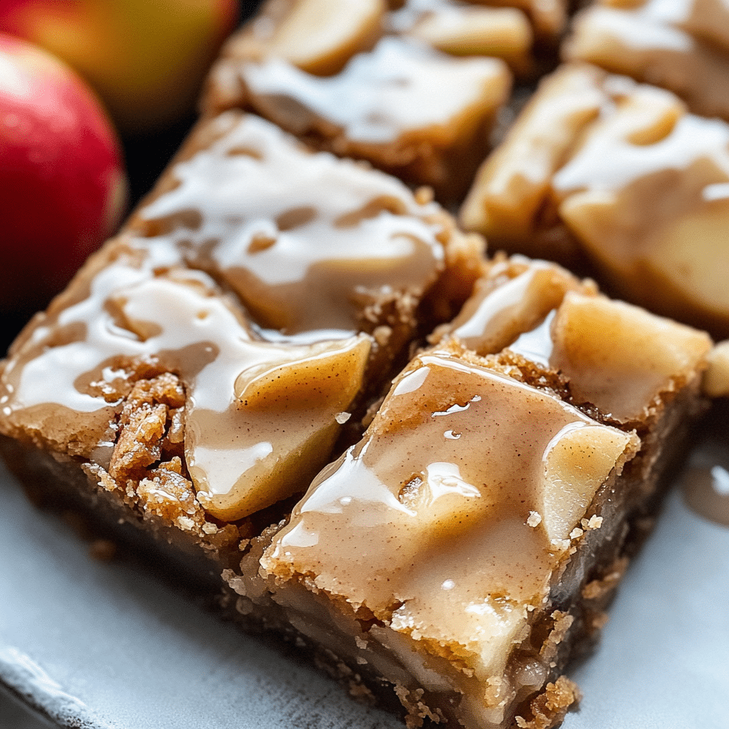 Brown Butter Apple Blondies with Cinnamon Maple Glaze