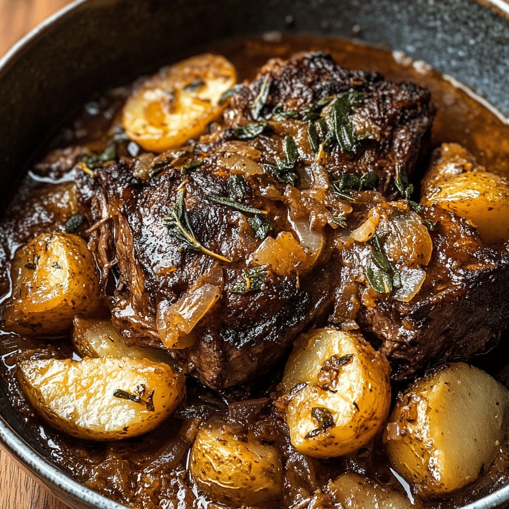 Cider Braised Pot Roast with Crispy Sage Potatoes