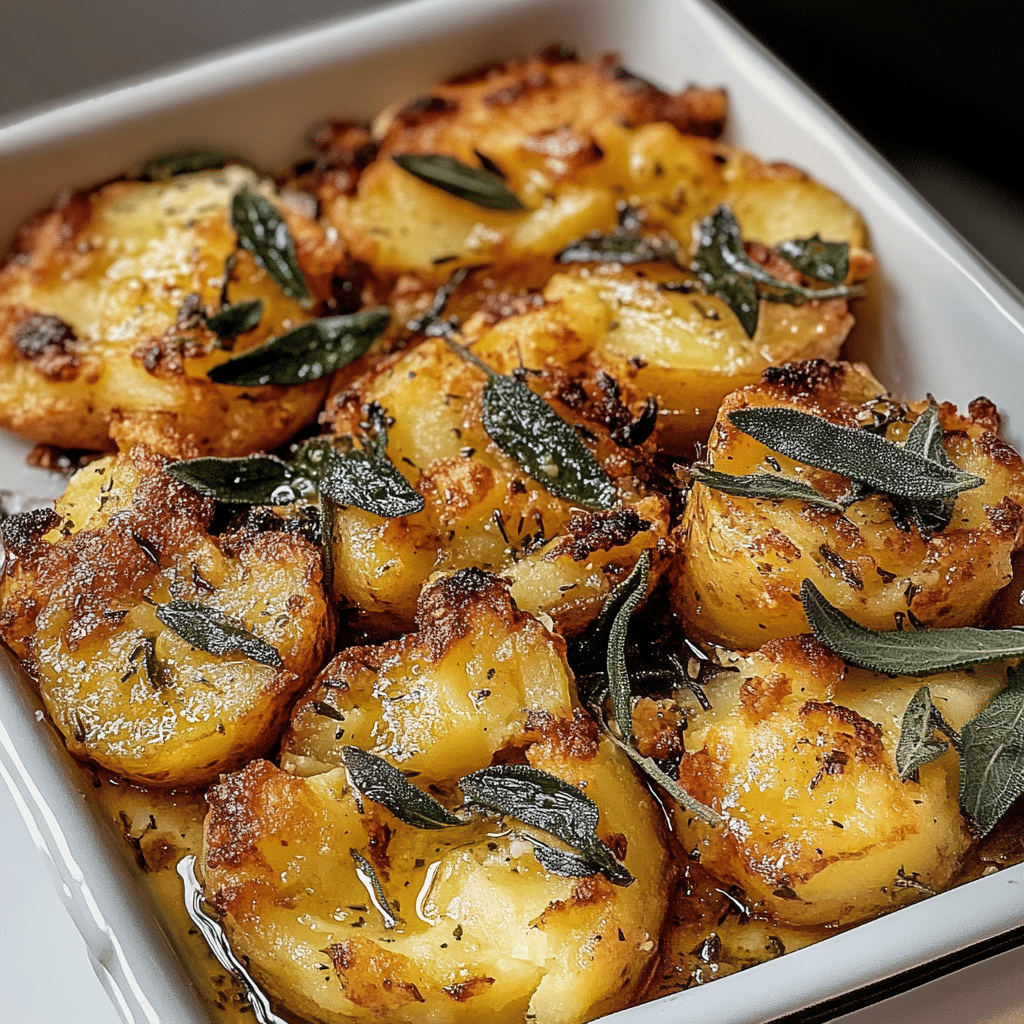 Crispy Brown Butter Sage Smashed Potatoes