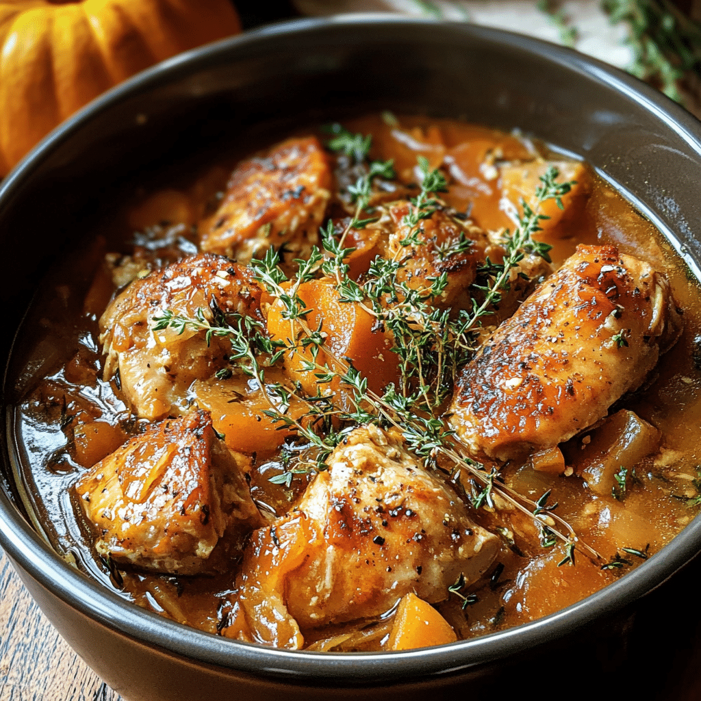 Crockpot Pumpkin Beer Braised Chicken