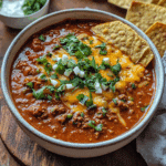 Crockpot Spicy Queso Beef Chili