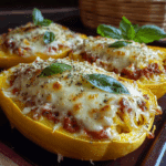 Roasted Garlic Spaghetti Squash Lasagna Boats