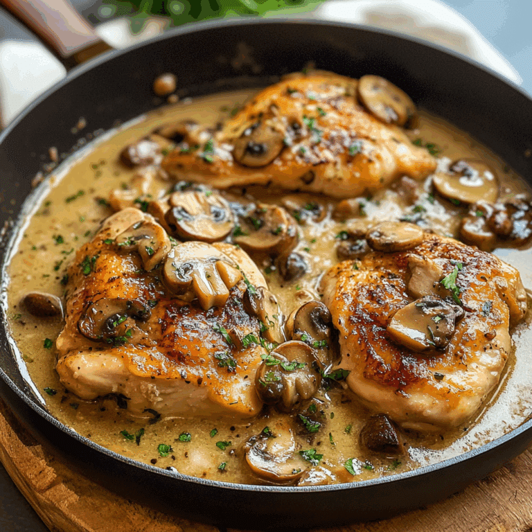 Smothered Chicken in Mushroom Wine Pan Sauce