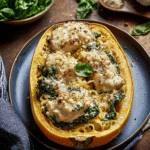 Spaghetti Squash with Creamed Spinach and Chicken