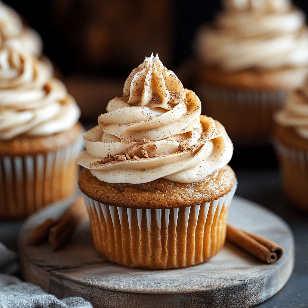 Vanilla Chai Pumpkin Latte Cupcakes with Cinnamon Brown Sugar Frosting