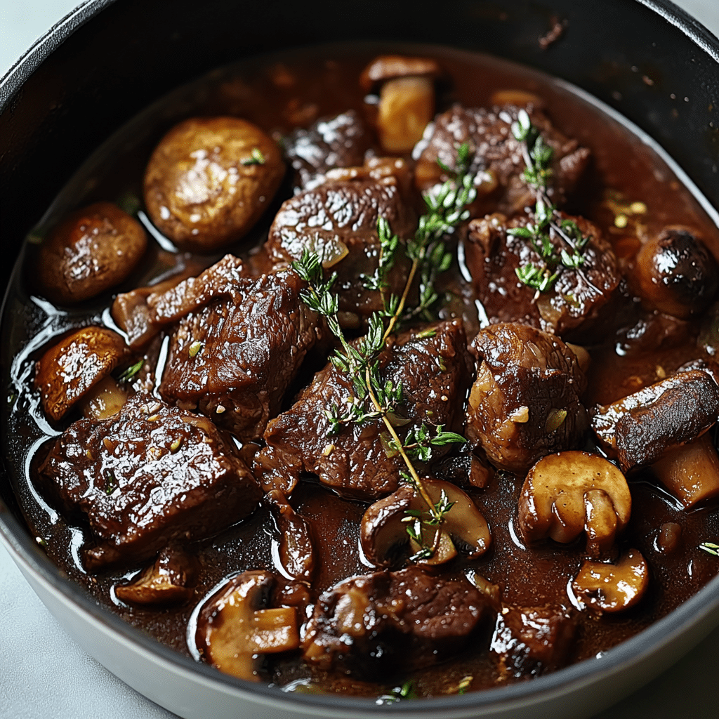 Wine-Braised Beef with Mushrooms