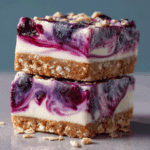 Healthy Frozen Yogurt-Oat Bars with Blueberry Swirl