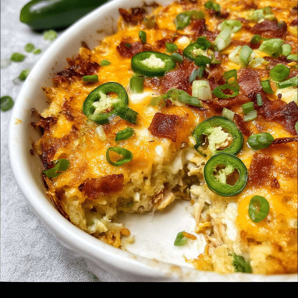 Jalapeño Popper Chicken Hash Brown Casserole