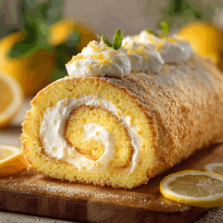 Lemon Cake Roll with Creamy Lemon Filling