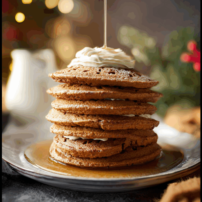 Mini Gingerbread Pancake Stacks with Cream Cheese Frosting