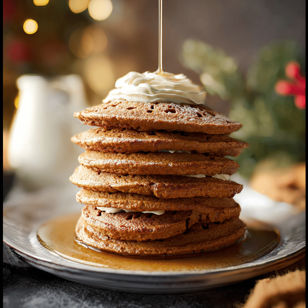 Mini Gingerbread Pancake Stacks with Cream Cheese Frosting