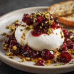 Warm Burrata with Cranberries & Pistachios