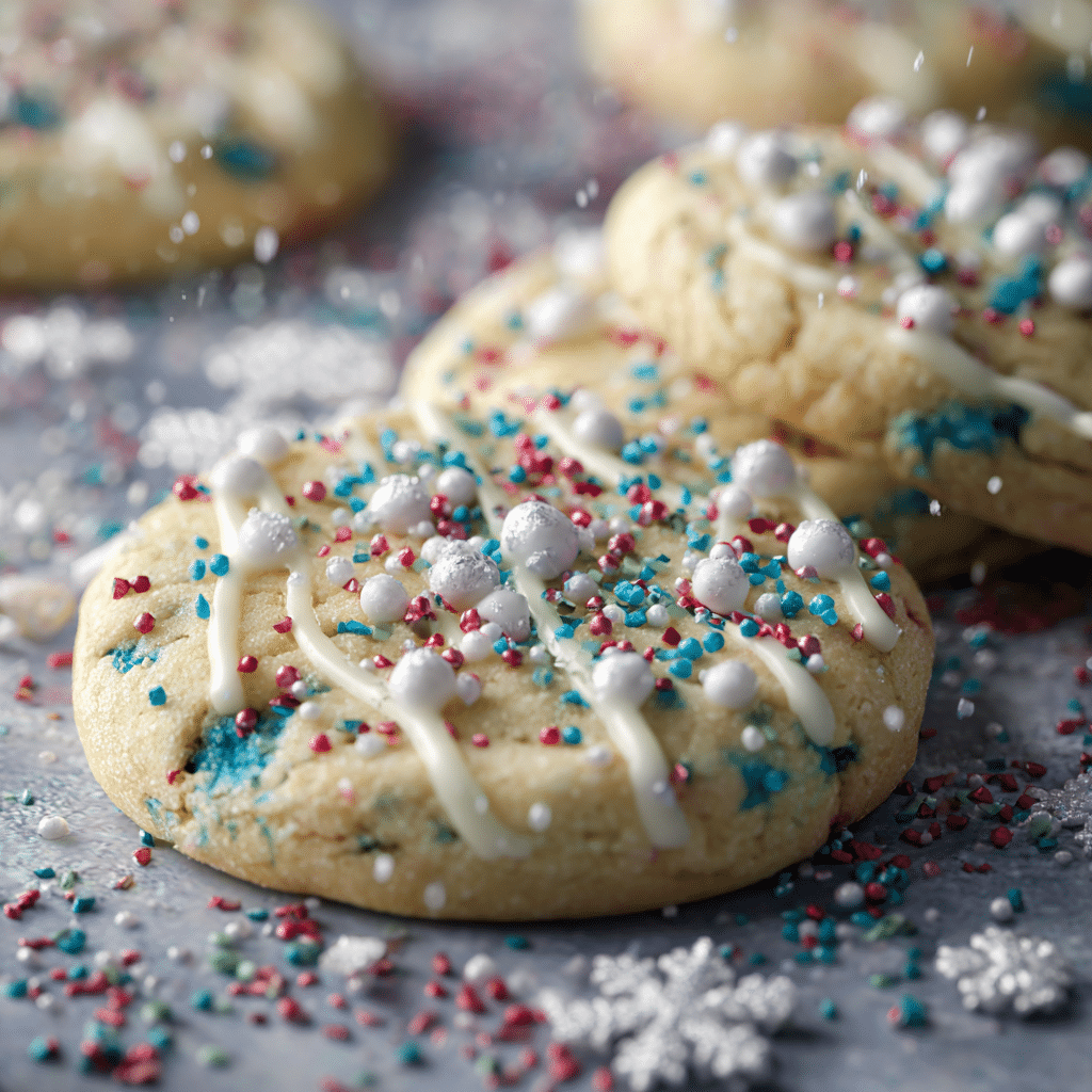 Winter Blizzard Cookies with White Chocolate & Sprinkles